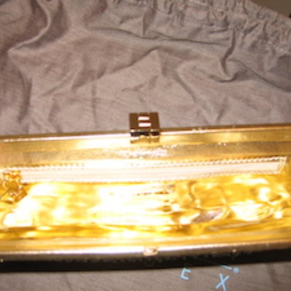 LAMBERSTON TRUEX-TAN FABRIC CLUTCH WITH PINK SEQUI - Picture 4 of 6